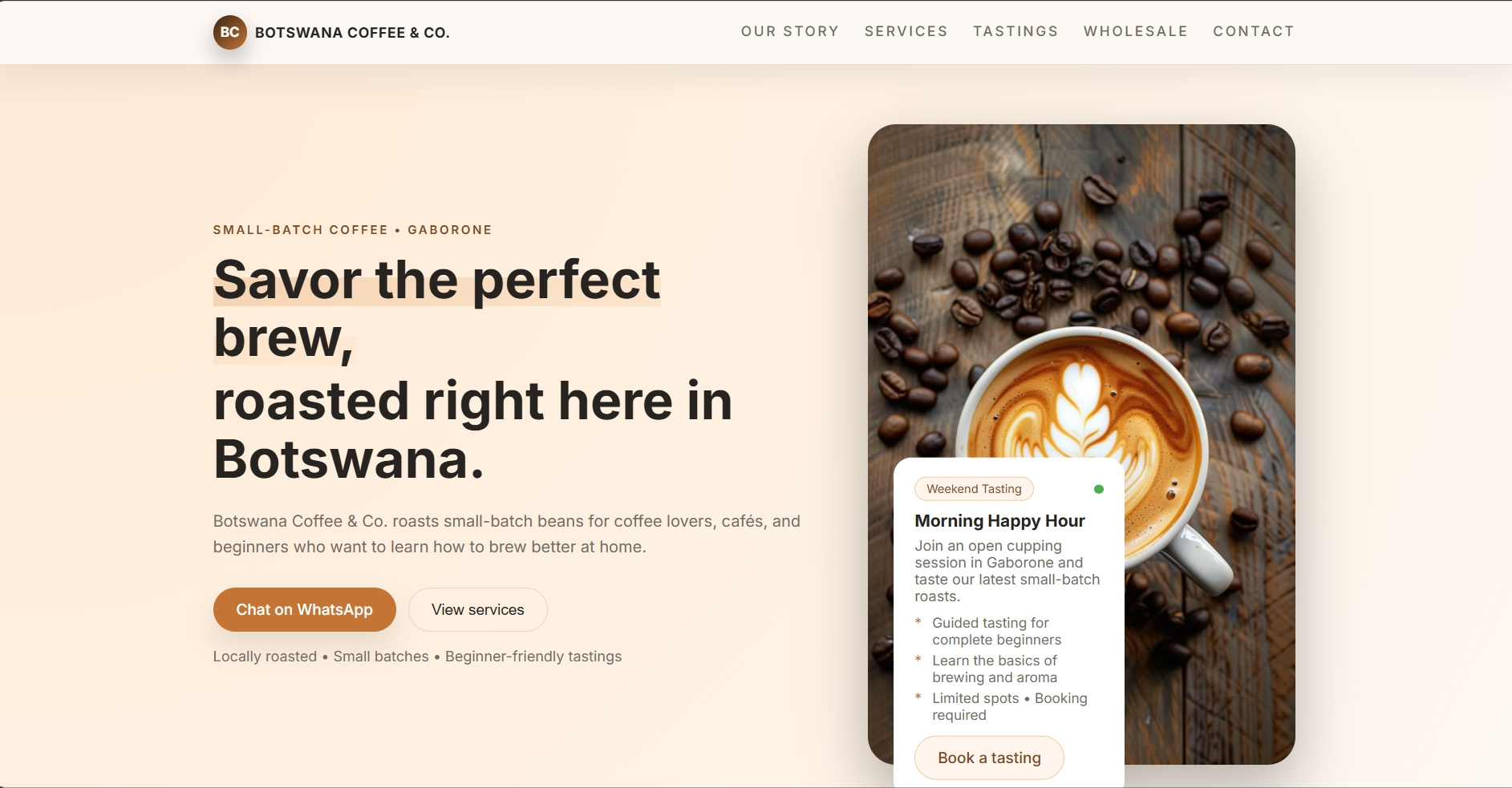 Botswana Coffee Co. website preview