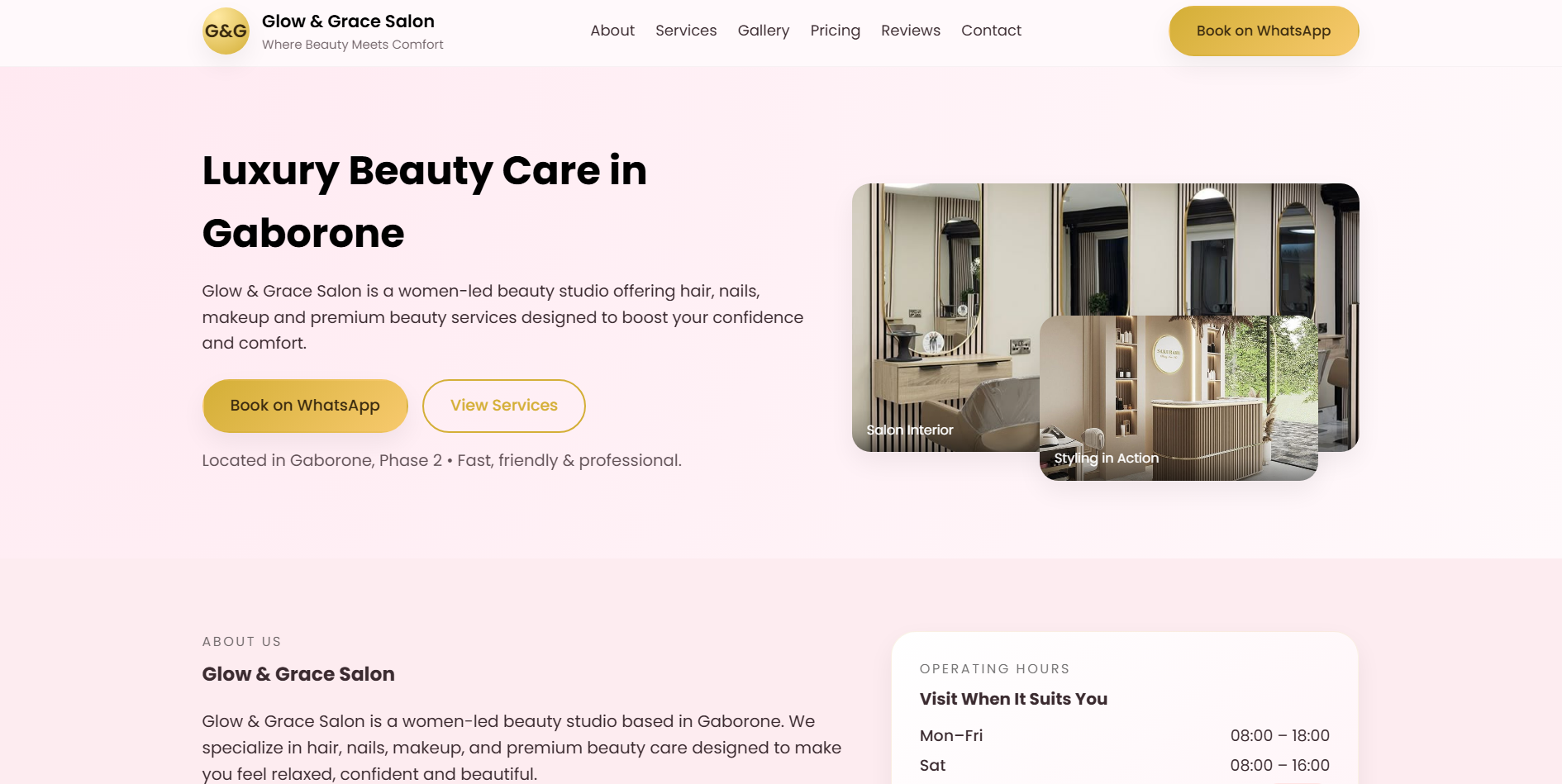 Glow & Grace Salon website preview